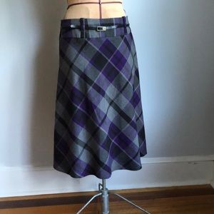 NYCC Plaid Yoked A-Line Below Knee Skirt